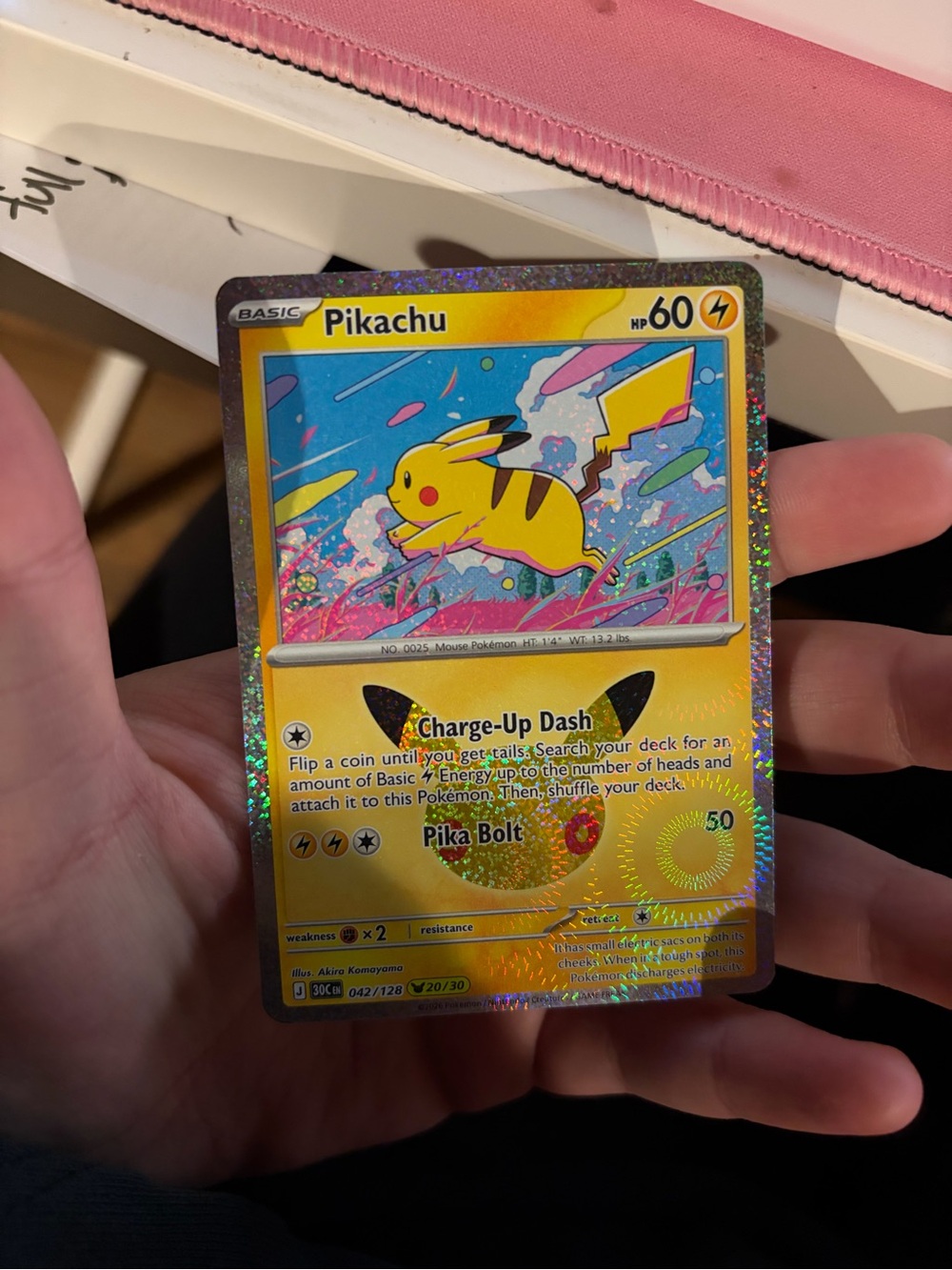 Pikachu Holographic Pokémon Card - Yellow